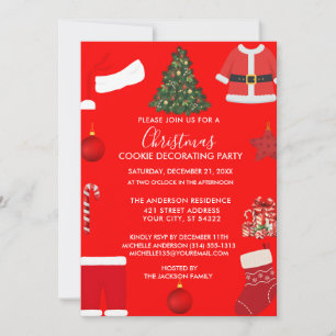 A Cozy Christmas Gathering Set on Warm Red Invitation