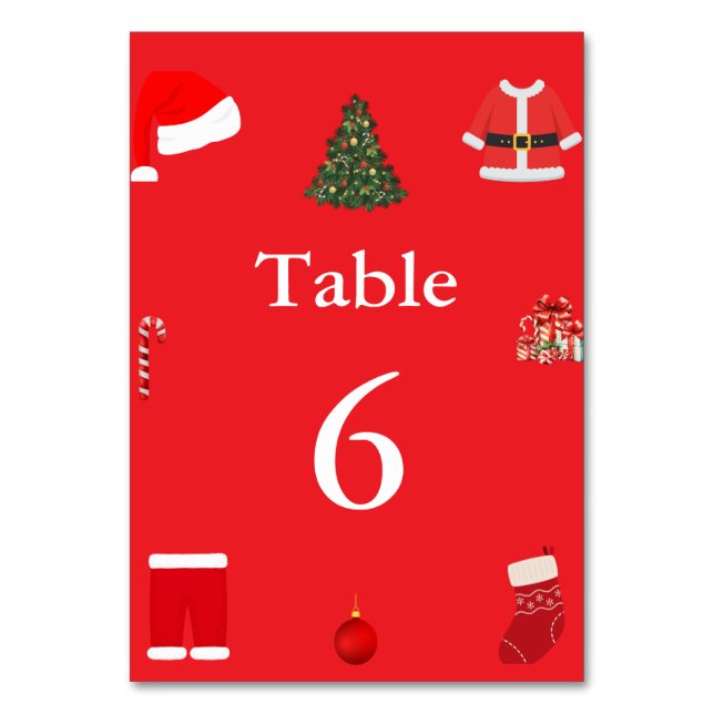 A Cozy Christmas Gathering Set on Warm Red Table Number (Front)