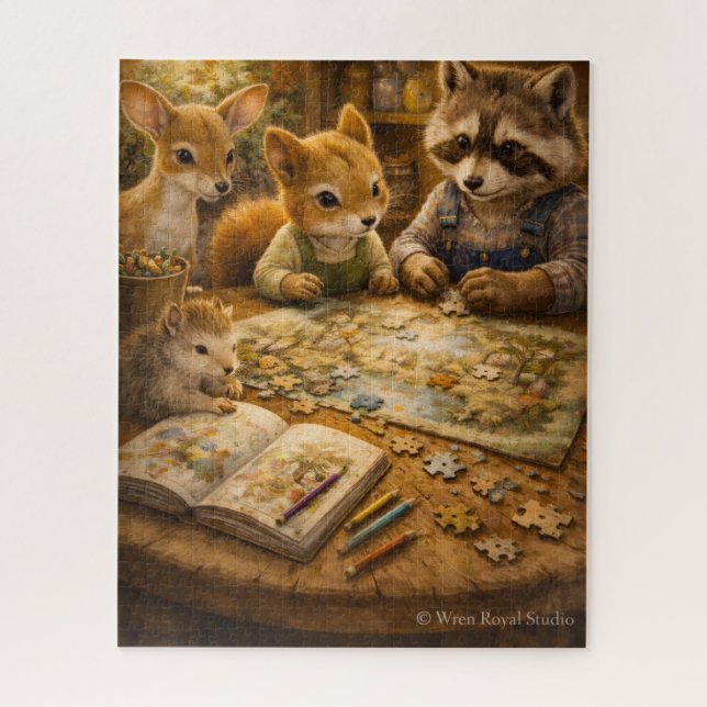 A Cozy Evening at Pinecone Hollow  Jigsaw Puzzle (Vertical)