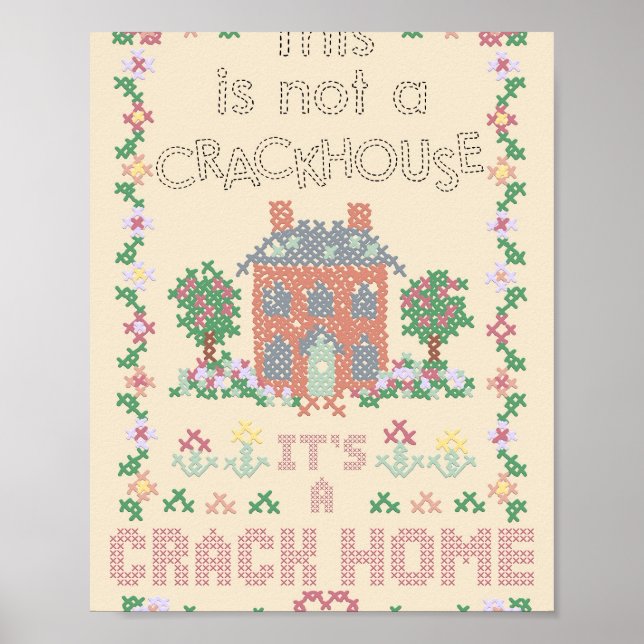A Crack Home - cross stitch embroidery  Poster (Front)