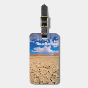 A cracked desert plain luggage tag
