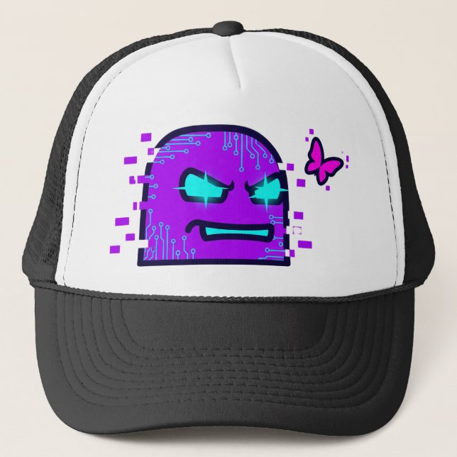 A creative digital artwork in a cyberpunk style th trucker hat (Front)