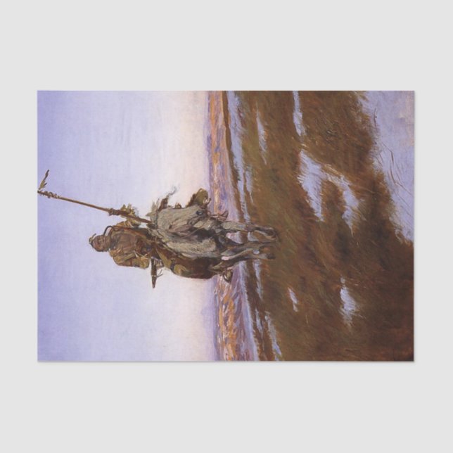 “A Cree Indian” Cowboy Art by Charles Russell Tissue Paper (Front)