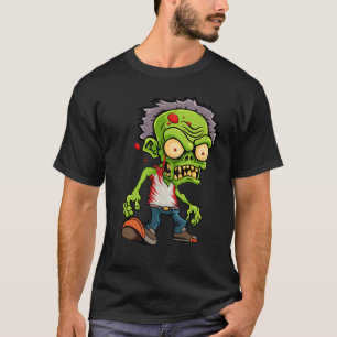 A Creepy Green Zombie in Cartoon Style T-Shirt