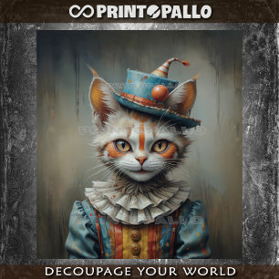 A creepy kitten dressed as a clown -  tissue paper