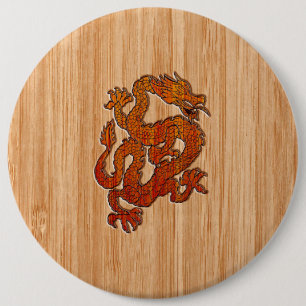 A Crimson Dragon on Bamboo like 6 Cm Round Badge