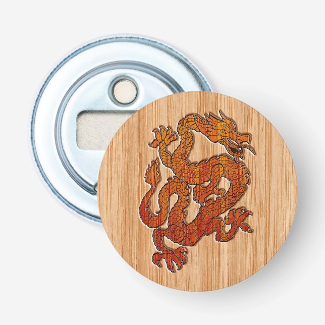 A Crimson Dragon on Bamboo like Bottle Opener (Front)
