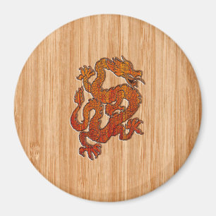 A Crimson Dragon on Bamboo like Magnet