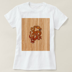 A Crimson Dragon on Bamboo like T-Shirt