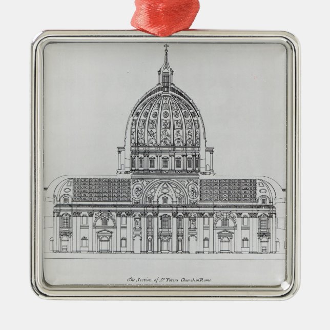 A cross-section of St. Peter's, Rome Metal Tree Decoration (Front)