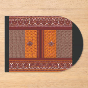 a cross stitch pattern in orange and brown acrylic invitations