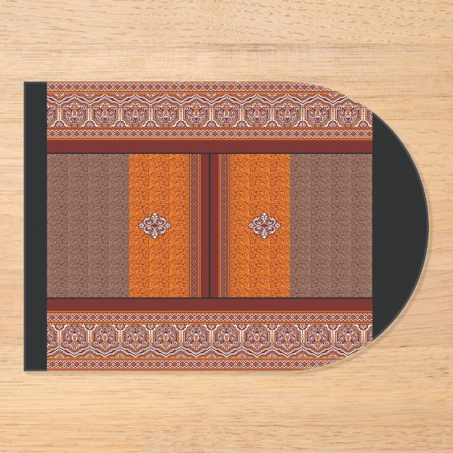 a cross stitch pattern in orange and brown acrylic invitations (Front)