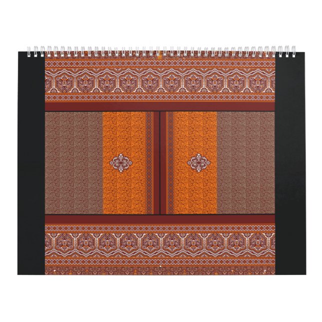 a cross stitch pattern in orange and brown calendar (Cover)