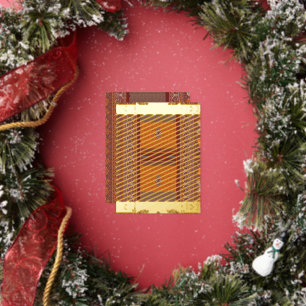 a cross stitch pattern in orange and brown foil holiday postcard