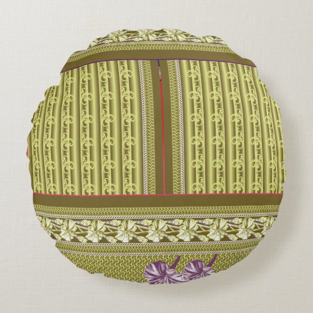  a cross stitch pattern of a vase with flowers round cushion (Front)