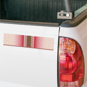 a cross stitch pattern with a red background bumper sticker