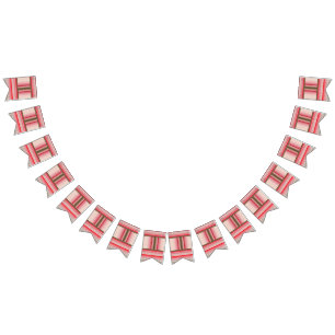 a cross stitch pattern with a red background bunting