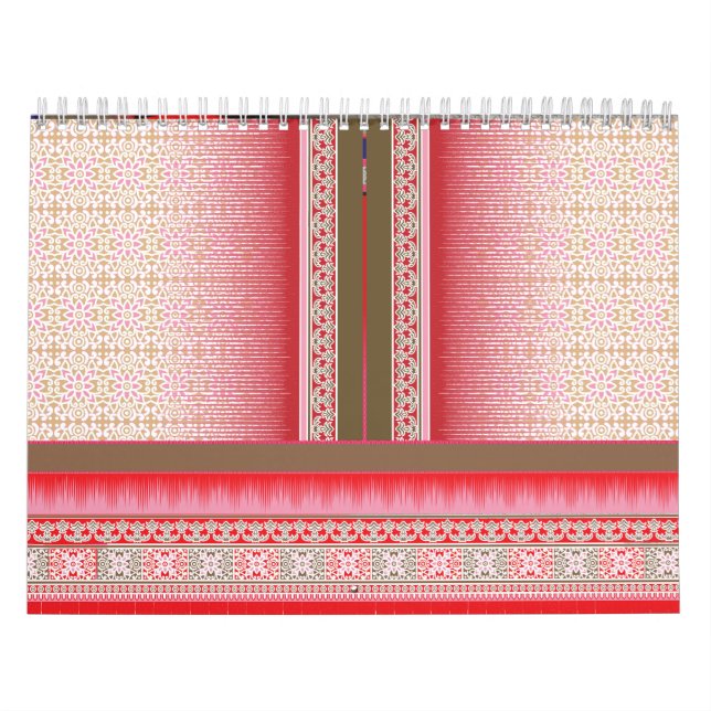 a cross stitch pattern with a red background calendar (Cover)