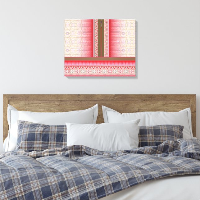 a cross stitch pattern with a red background canvas print (Insitu(Bedroom))