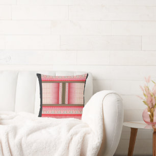 a cross stitch pattern with a red background cushion