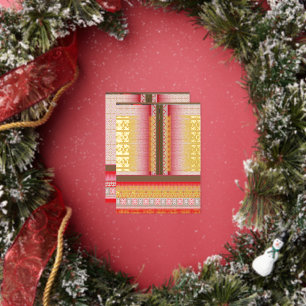 a cross stitch pattern with a red background foil holiday postcard