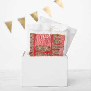 a cross stitch pattern with a red border favour bags