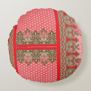 a cross stitch pattern with a red border round cushion