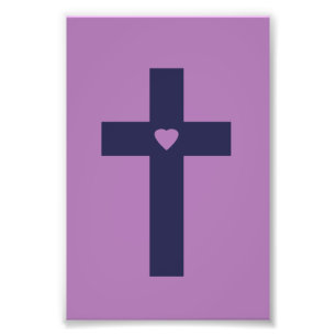 A cross with heart  photo print