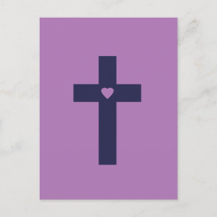 A cross with heart postcard