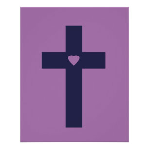 A cross with heart  poster