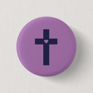 A Cross With Heart Sacred Love Art 3 Cm Round Badge