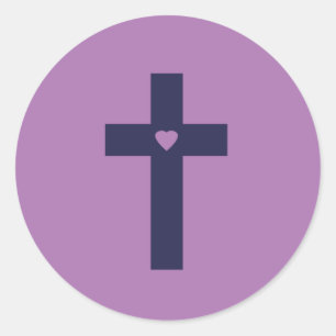 A Cross With Heart Sacred Love Art Classic Round Sticker