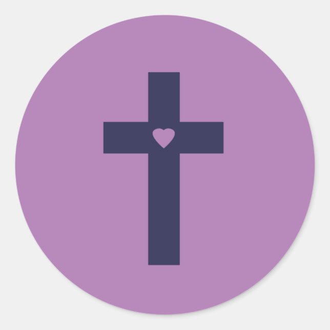 A Cross With Heart Sacred Love Art Classic Round Sticker (Front)