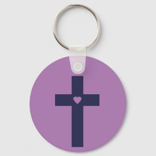 A Cross With Heart Sacred Love Art Key Ring