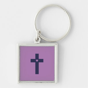 A Cross With Heart Sacred Love Art Key Ring