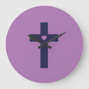 A Cross With Heart Sacred Love Art Large Clock
