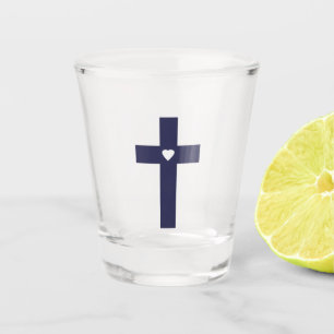 A Cross With Heart Sacred Love Art Shot Glass