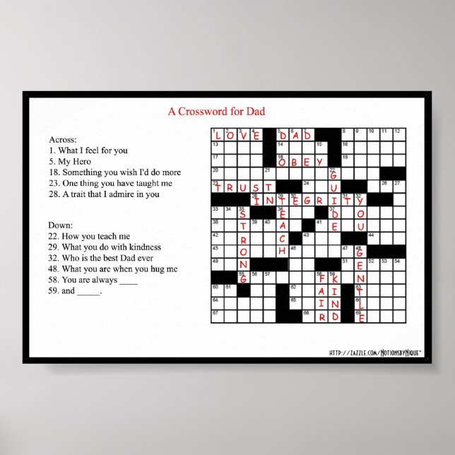 A Crossword for Dad Poster Print (Front)
