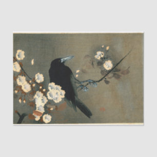 A Crow and Blossom by Ohara Koson Vintage Tissue Paper