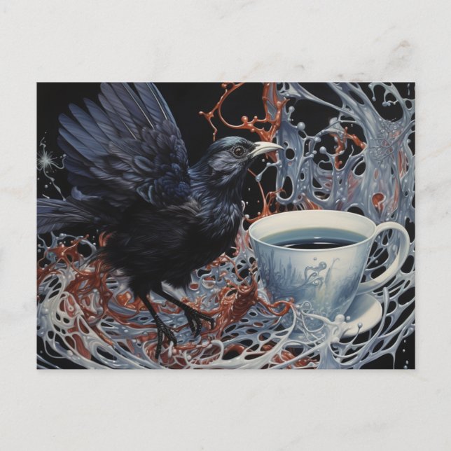 A Crow and Coffee Postcard (Front)