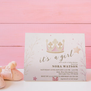 "A Crown For Princess" Pastel Shade Baby Shower Invitation