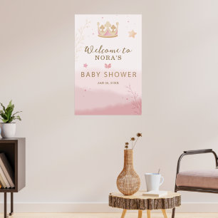 "A Crown For Princess" Pastel Shade Baby Shower Poster