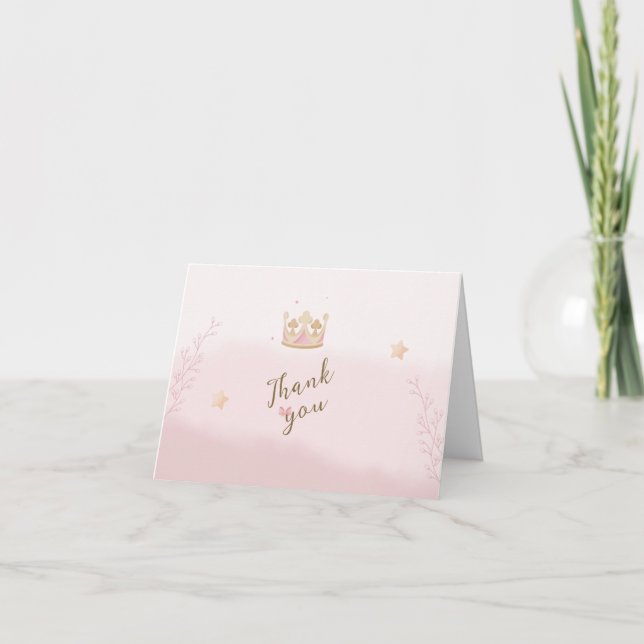 "A Crown For Princess" Pastel Shade Baby Shower Thank You Card (Front)
