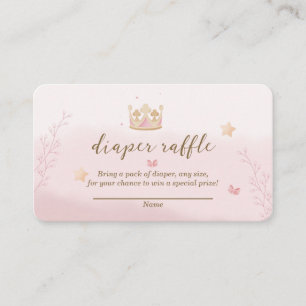 "A Crown For Princess" Pastel Shade Diaper Raffle Enclosure Card