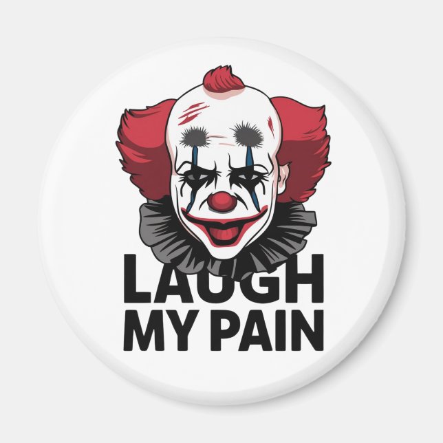 A crying clown face magnet (Front)