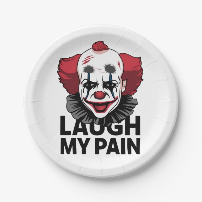 A crying clown face paper plate (Front)