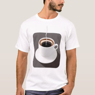 A Cup of Americano in a Grey Square T-Shirt