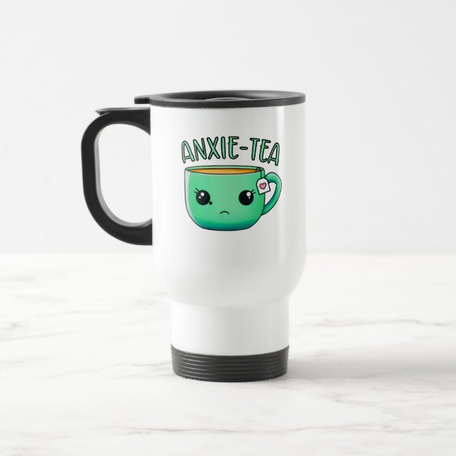 A cup of Anxie-Tea Anxiety Tea Pun (Left)