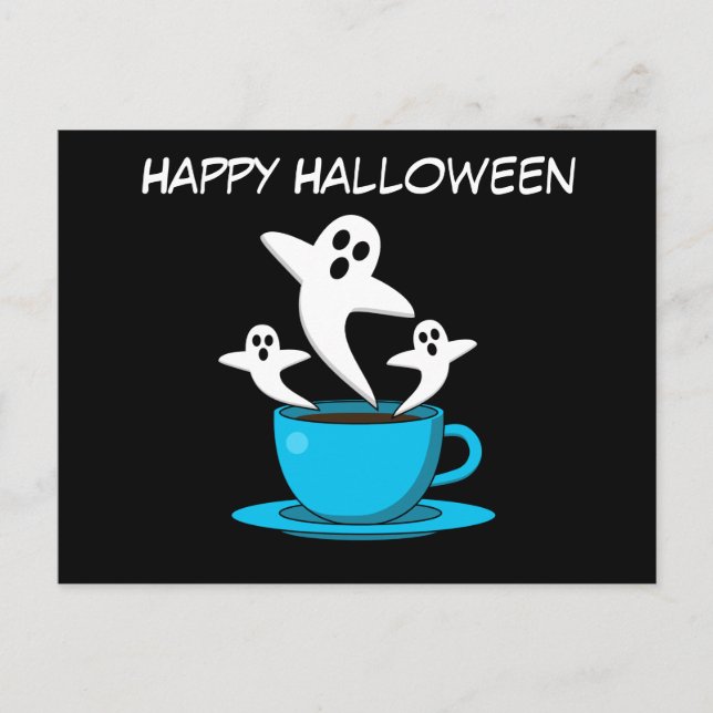 A Cup of Ghost Smoking Coffee | Add Name Announcement Postcard (Front)