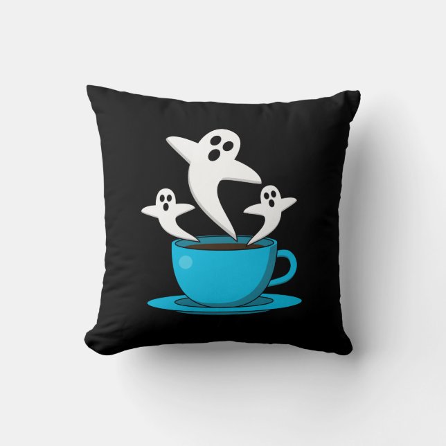 A Cup of Ghost Smoking Coffee Cushion (Front)